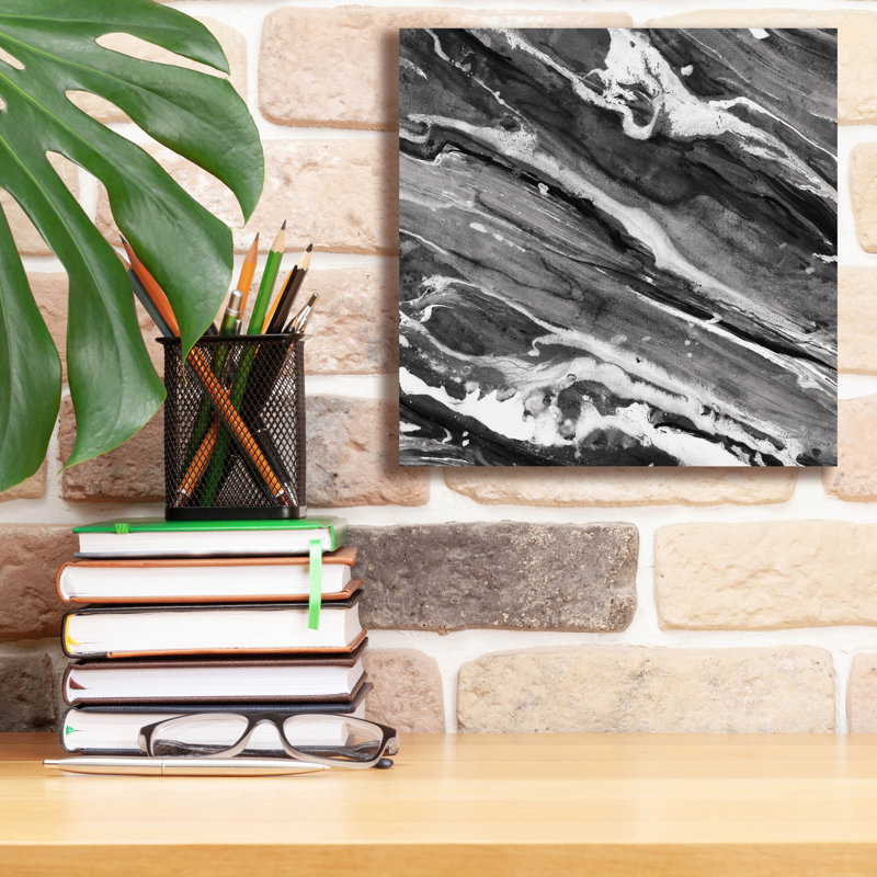 «Going With The Flow 3 Bw» par Albena Hristova, art mural sur toile, H 12 po x l 12 po x P 0,75 po