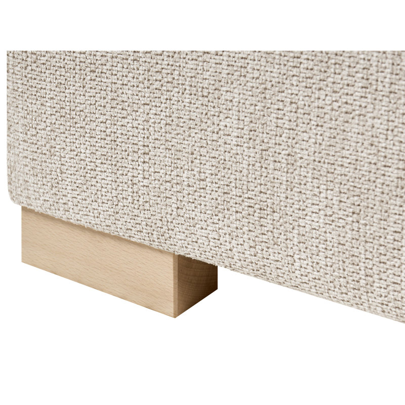 Upholstered Bed with Mattress, European Single (90 x 200 cm), Light Beige