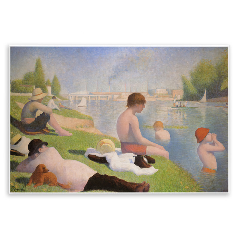 Après-midi baigneurs, plaque murale par Georges Seurat, H 10 po x l 15 po