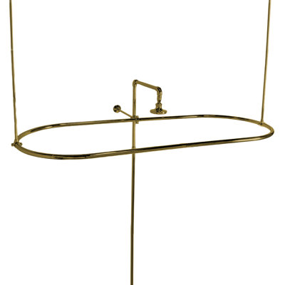 Oval Shower Shower Rod Enclosure, 36 in. Braces Brass