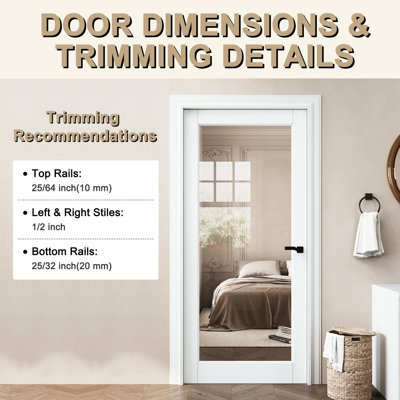 64" x 80" 1-Lite Frosted Glass Double Sliding Closet Door with Golden Hardware & White Pocket Door Frame / Handle