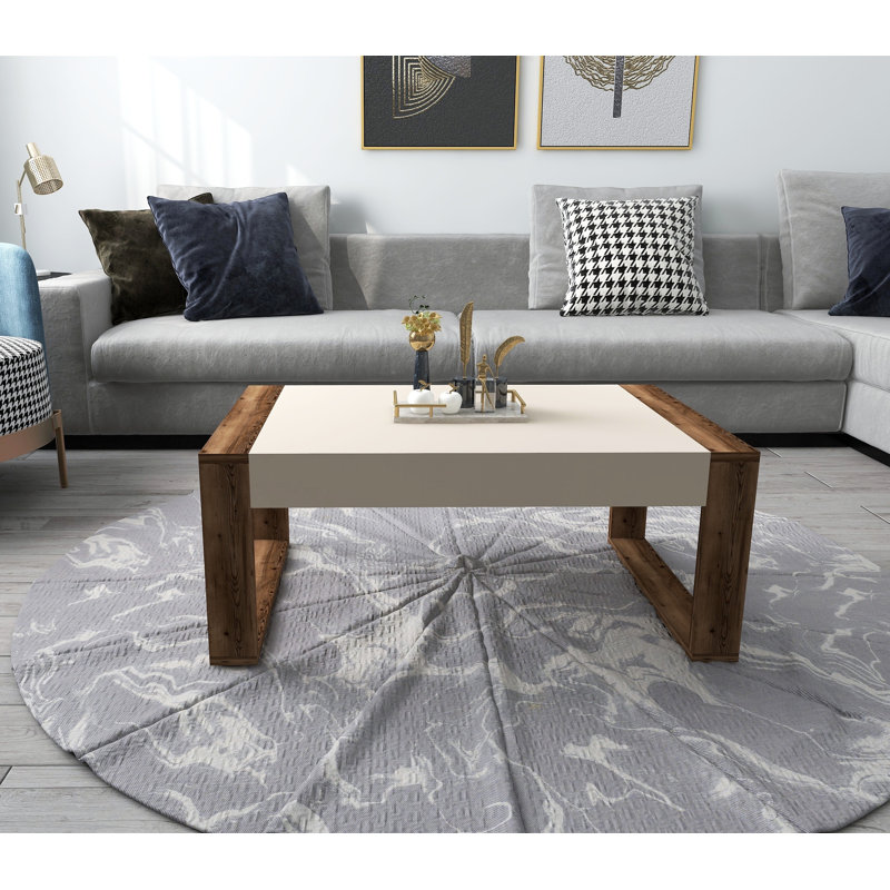 Verda Four Leg Coffee Table, Beige, Brown