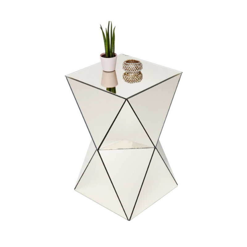 Tables d'appoint modernes, table d'appoint compacte en MDF effet miroir champagne pour la maison