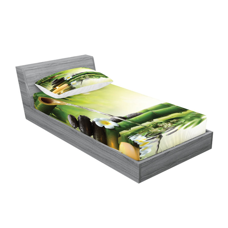 Multicolore ensemble de draps et taies décoratives à thème Ambesonne Spa, Ensemble de draps pour lit simple avec deux taies 