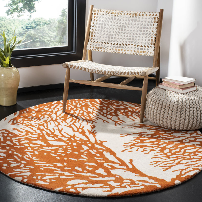 Tapis floral en laine touffeté à la main Wimborne, Rond 5 pi