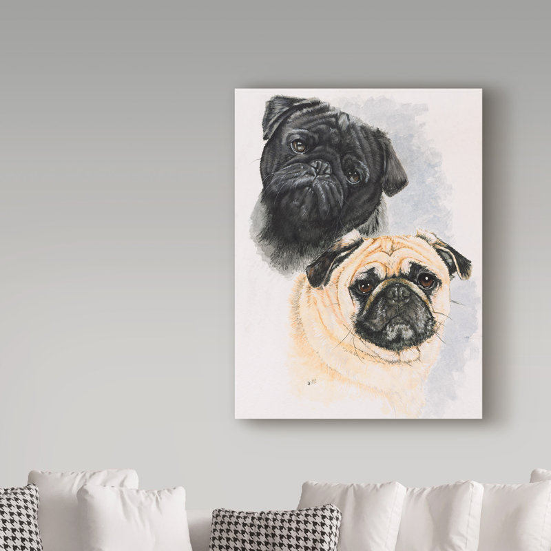 Publicité rétro sur toile tendue Adelphi «Pugs», H 47 po x l 35 po