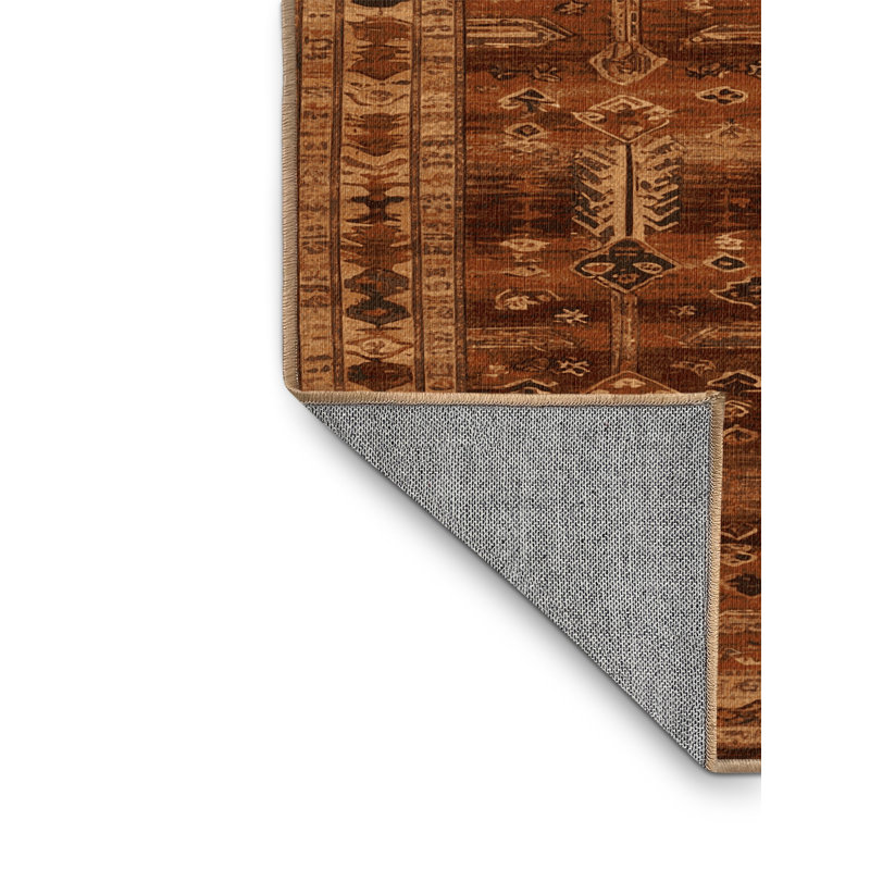 Tapis brun turc lavable à la machine, Carré 6 pi
