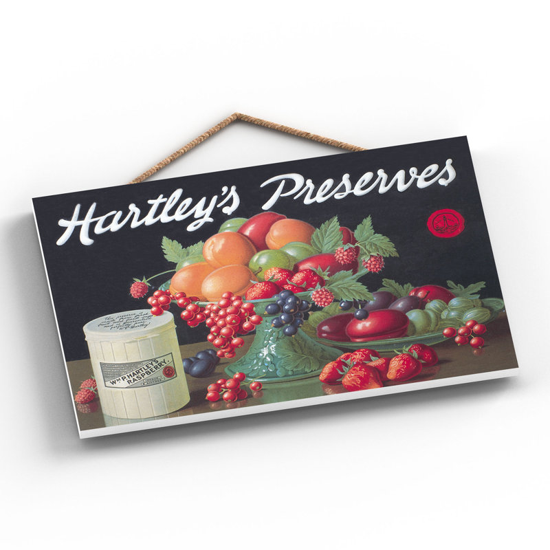 Hartley's Preserves Vintage Retro Poster Design On Wooden Plaque