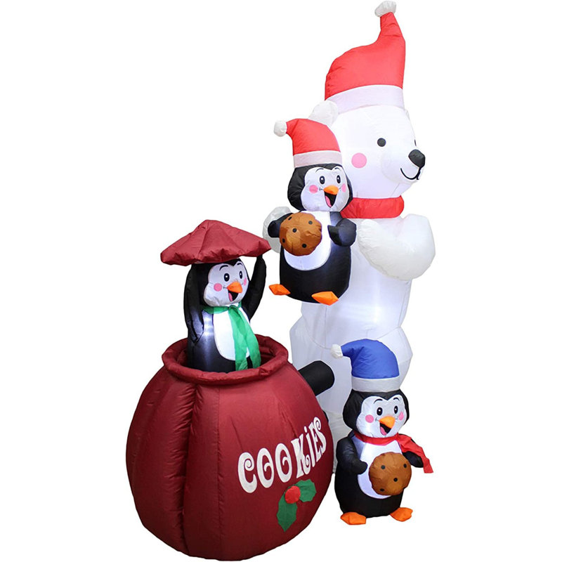 Bocal de Noël gonflable avec ours polaire et pingouins
