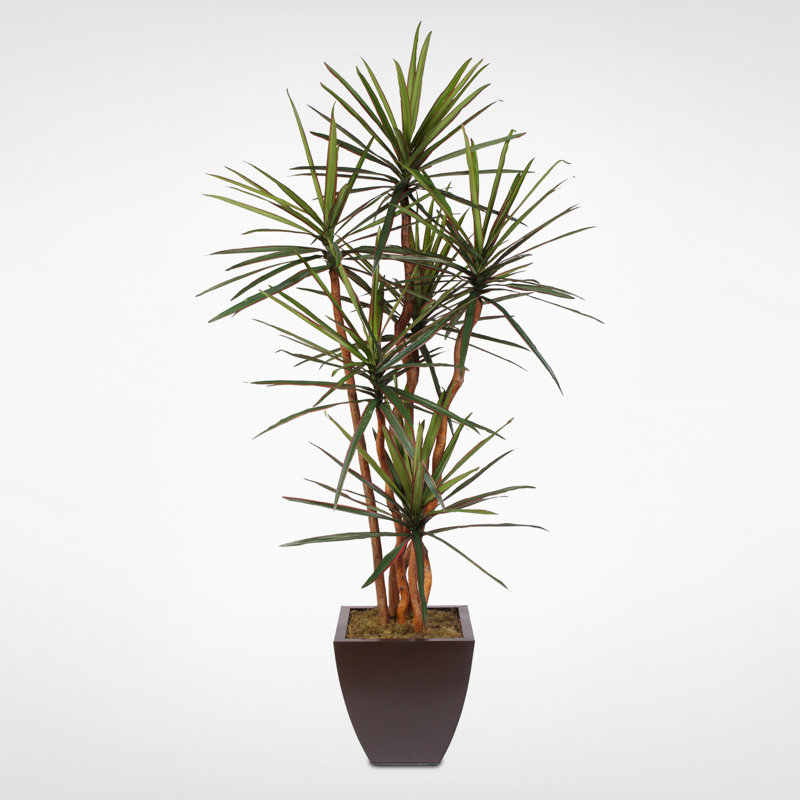 84'' Green Artificial Yucca Tree in Square Metal Planter