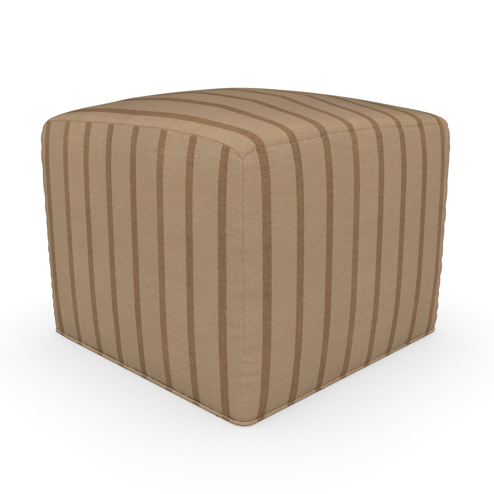 Praia Sunbrella® Outdoor Ottoman, 18" H x 22" W x 22" D, Unwind Driftwood Striped Sunbrella®