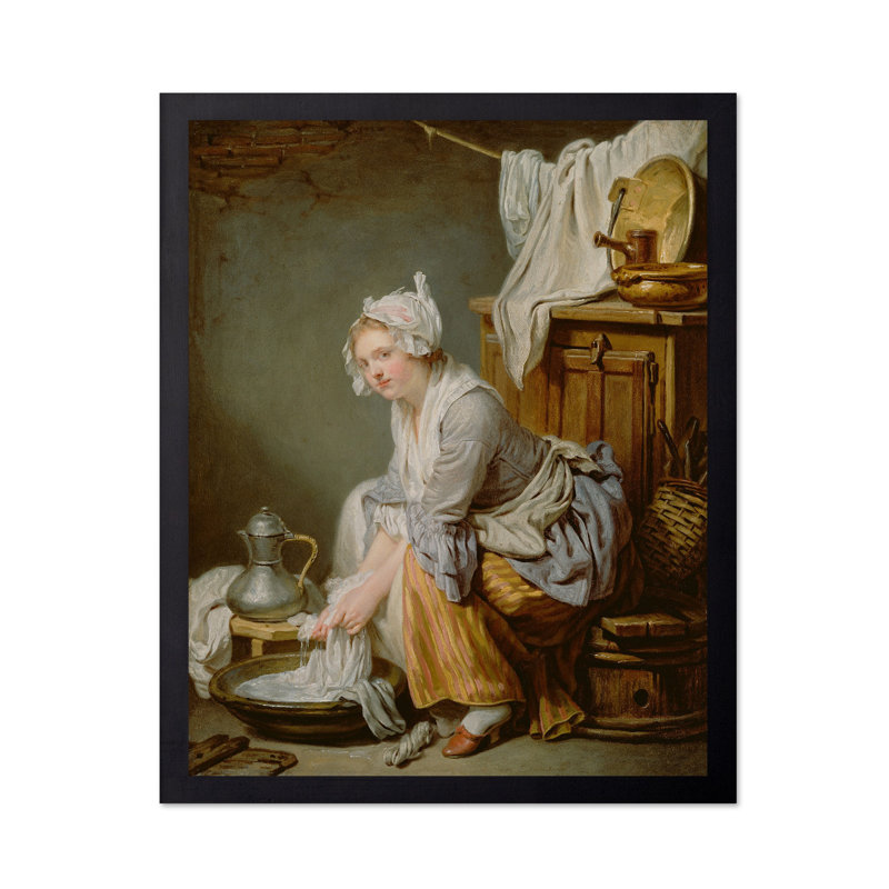 Jean-Baptiste Greuze - La blanchisseuse, Black Framed, Poster, 11"H x 14"W