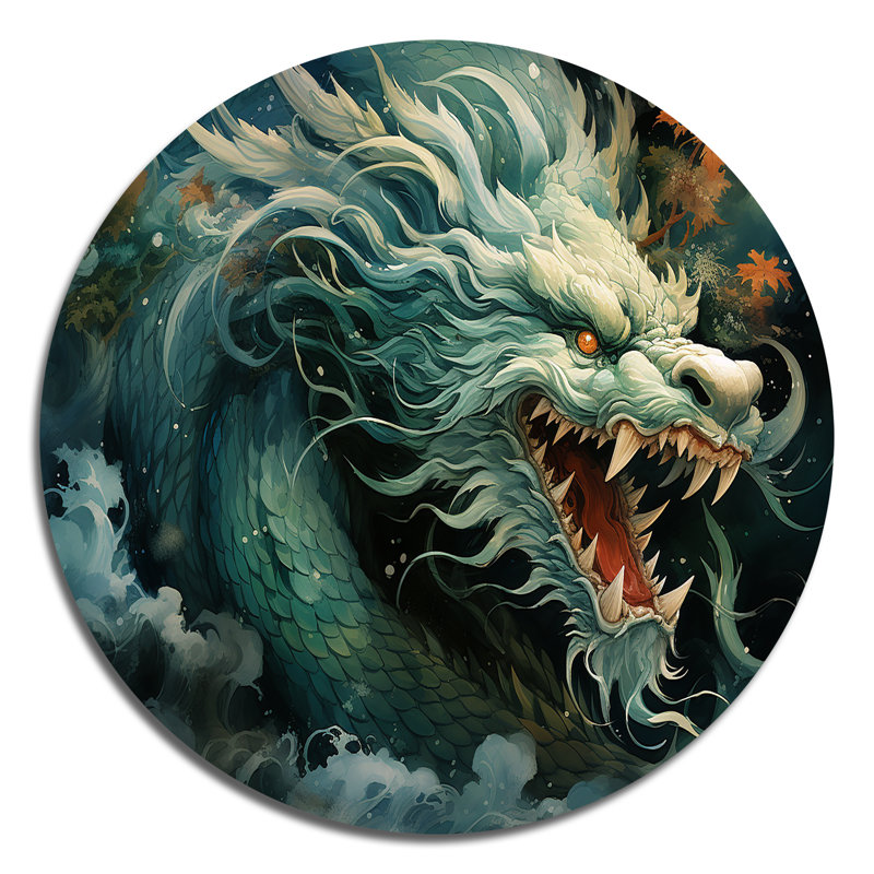 Porcelaine de Chine, jade, dragon I, H 16 po x l 16 po