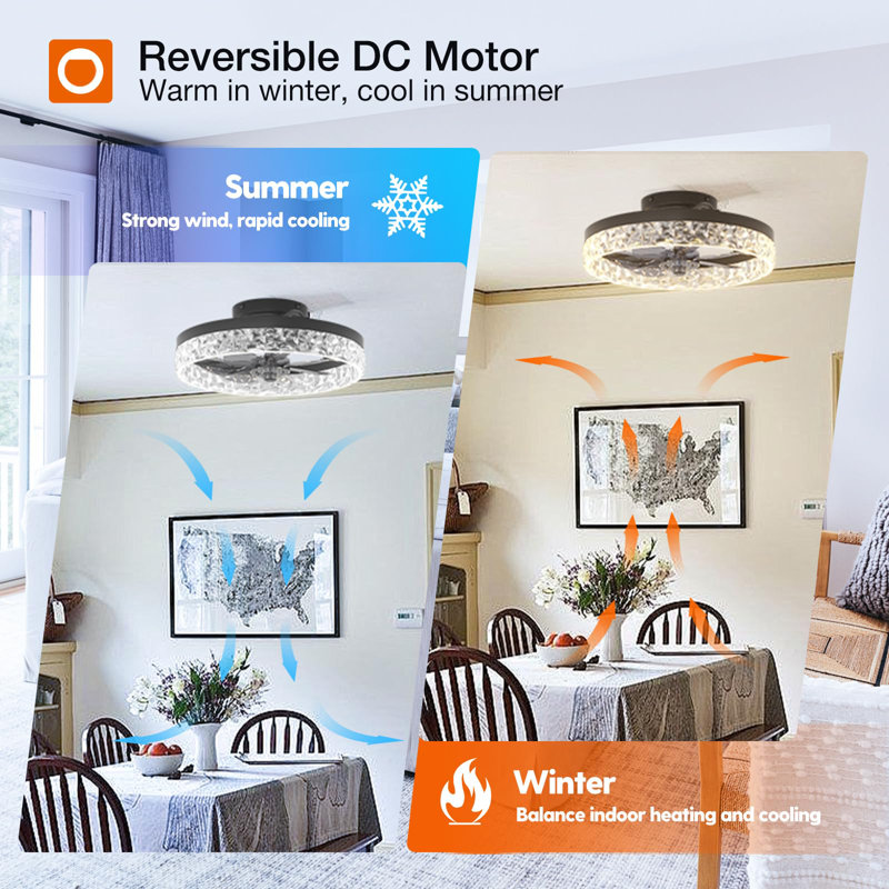 16'' Smart LED Ceiling Fan with Light and Remote APP Control, Black