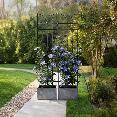 Support vertical pour plantes grimpantes avec finition en acier galvanisé antirouille, treillis de jardin de 71 pouces, ensemble de 2