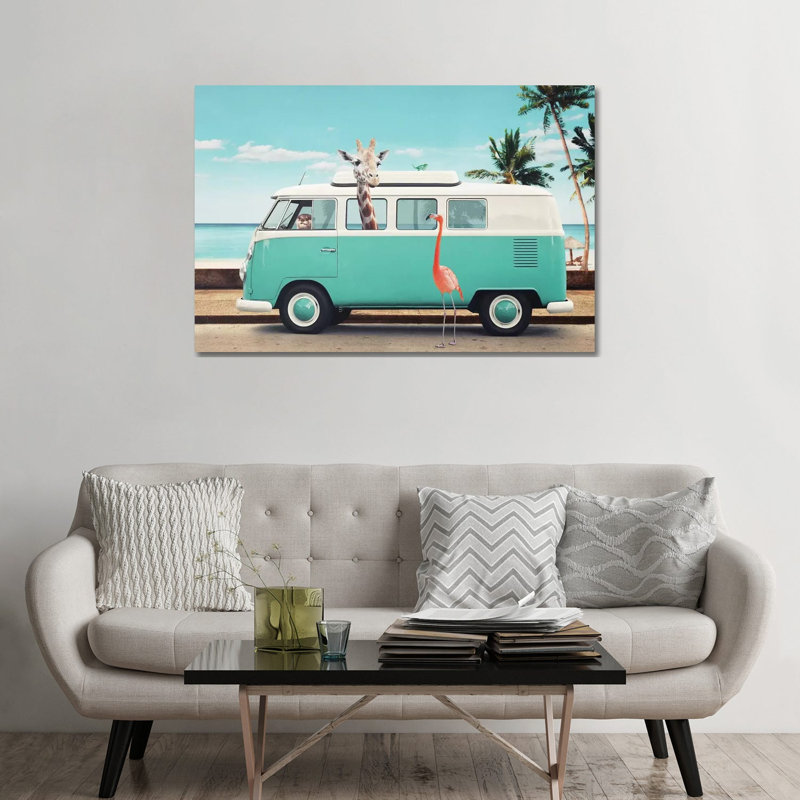 "On the Road" par Jonas loose-impression d’art graphique, H 32 po x l 48 po x P 1,5 po, Toile tendue, Pas de tapis