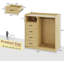 Garde-robe à 4 tiroirs Natural, support suspendu, lumières DEL, station de charge, tablettes, rangement dans la chambre à coucher-769866859