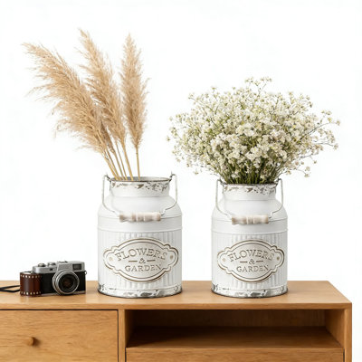 Vase à fleurs en métal galvanisé - décor de ferme rustique pour la cuisine, la salle de bain ou le centre de table de mariage, conception de boîte de lait rétro