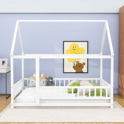 Huot Wood Floor Bed with House Roof Frame