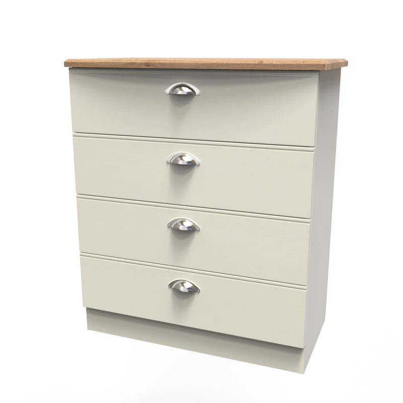 Fully Assembled Murier 4 Drawer Chest, Cream Ash/Riviera Oak