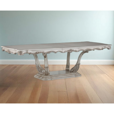 44" Off White Solid Wood Pedestal Base Dining Table