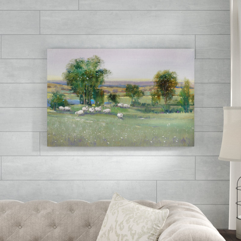 Field of Sheep II by Timothy O' Toole - Painting Print, 61cm H x 91cm W, Wrapped Canvas