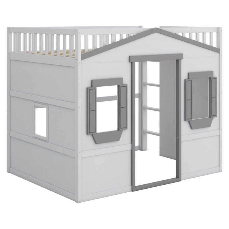 Lit mezzanine Abhir Kids, Blanc / gris, Full