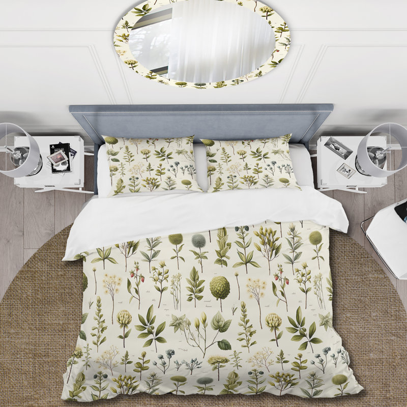 Ensemble de housse de couette Vintage Greens I, Housse de couette pour très grand lit et 2 très