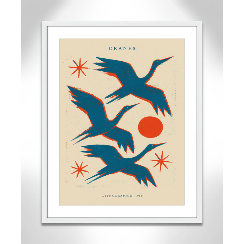 «Cranes» par Treechild, Blanc satiné, L 23,5 po x H 29,5 po, Matted Print