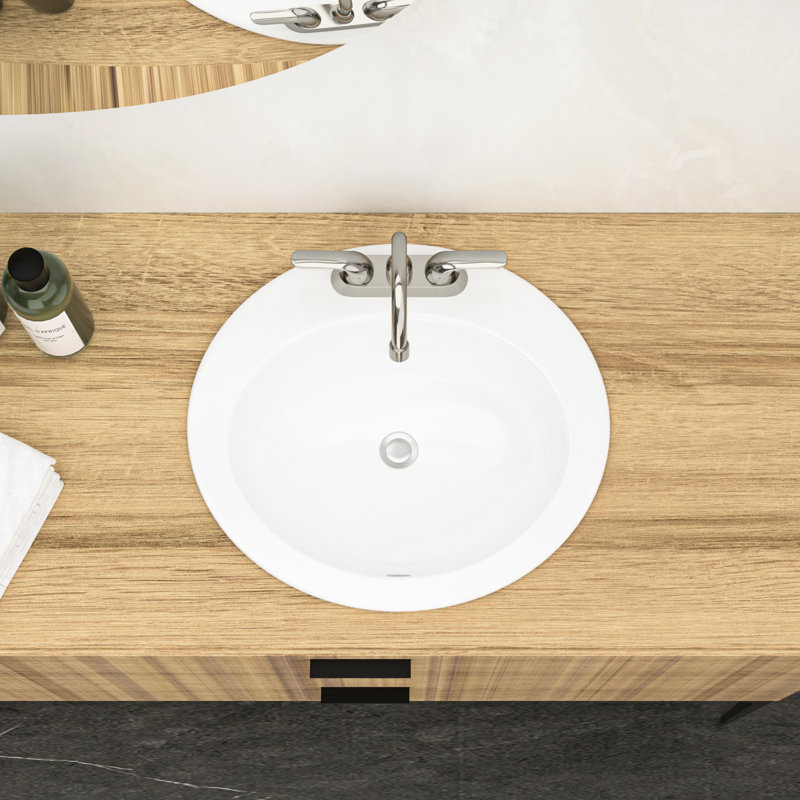 Lavabo de salle de bain ovale encastré en céramique 20 po x 18 po blanc - aspect classique moderne, teinté, pour plusieurs emplacements 20 po x 18 po moderne, différent