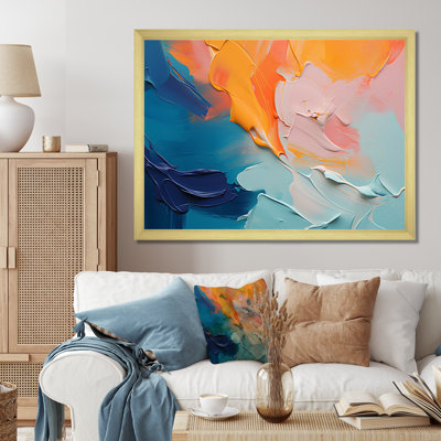 «Blue and Orange Paint Abstract Expression 2», art mural abstrait