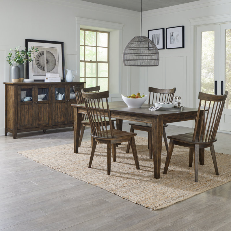 Jakeelah 4 Person Rectangular Dining Table Set, 5 Pieces: Table, 4 Chairs