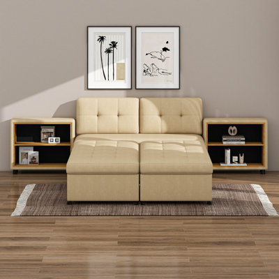 Canapé-lit modulaire avec revêtement en chenille, conception combinée libre, deux supports de rangement