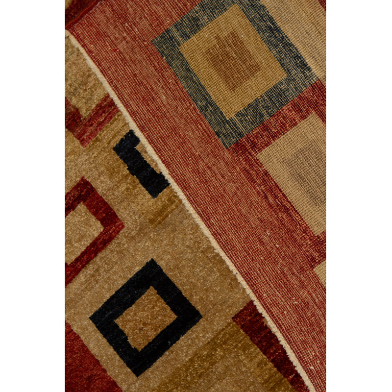 Wool Geometric Area Rug in Brown