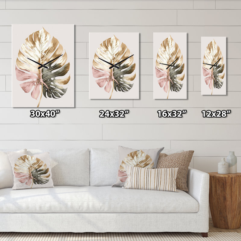 Horloge murale Philodendron Leaf II - Floral, H 28 po x l 12 po x P 1 po