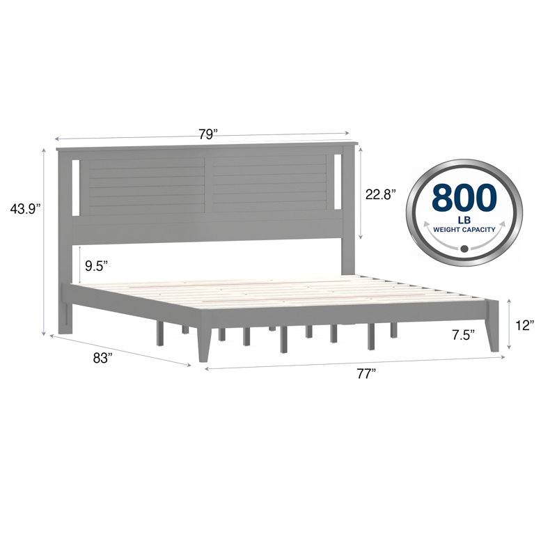 Canton Solid Wood  Platform Bed, White, King