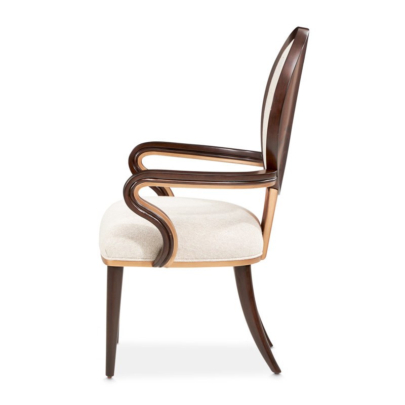 Camellia Field Dining Arm Chair - Linen/Warm Pecan