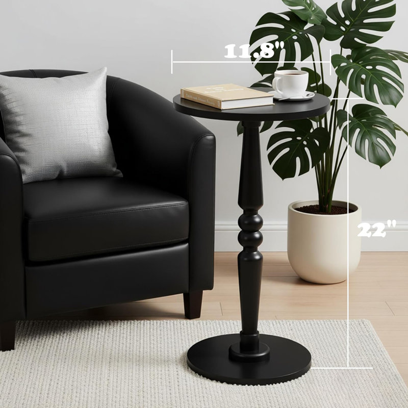 Petite table d'appoint ronde en bois, Noir