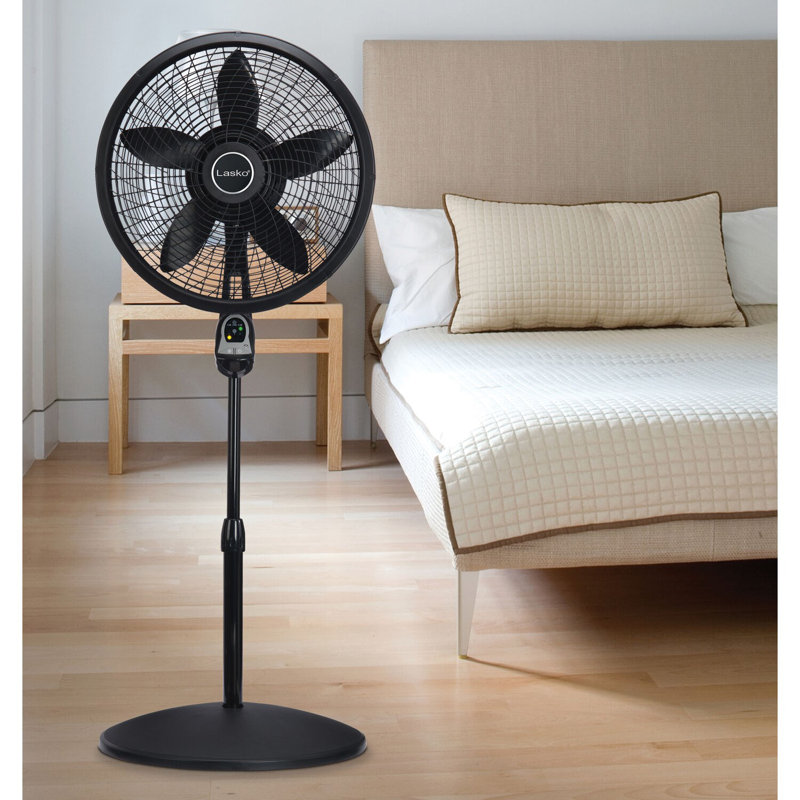 Black 54" Adjustable Height Oscillating Pedestal Fan with Remote
