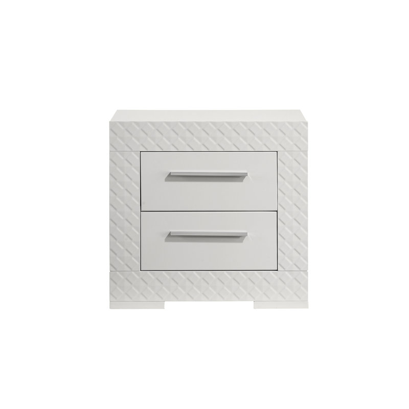 Table de chevet blanche 2 avec glissières de tiroir modernes