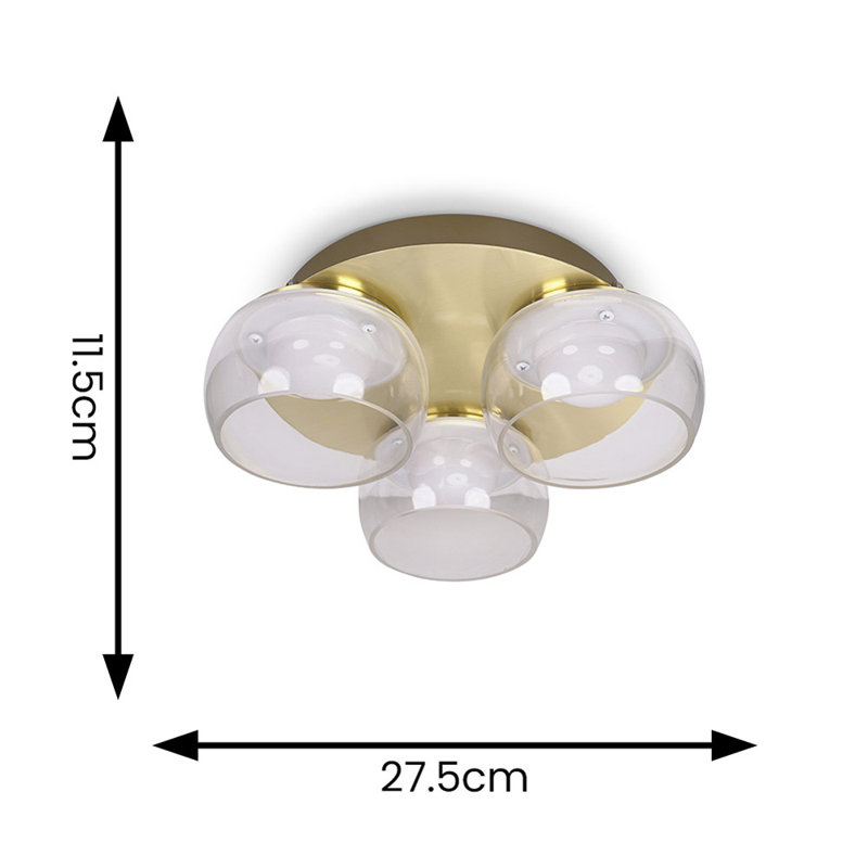 Couvertier Glass LED Flush Mount, Gold, Clear