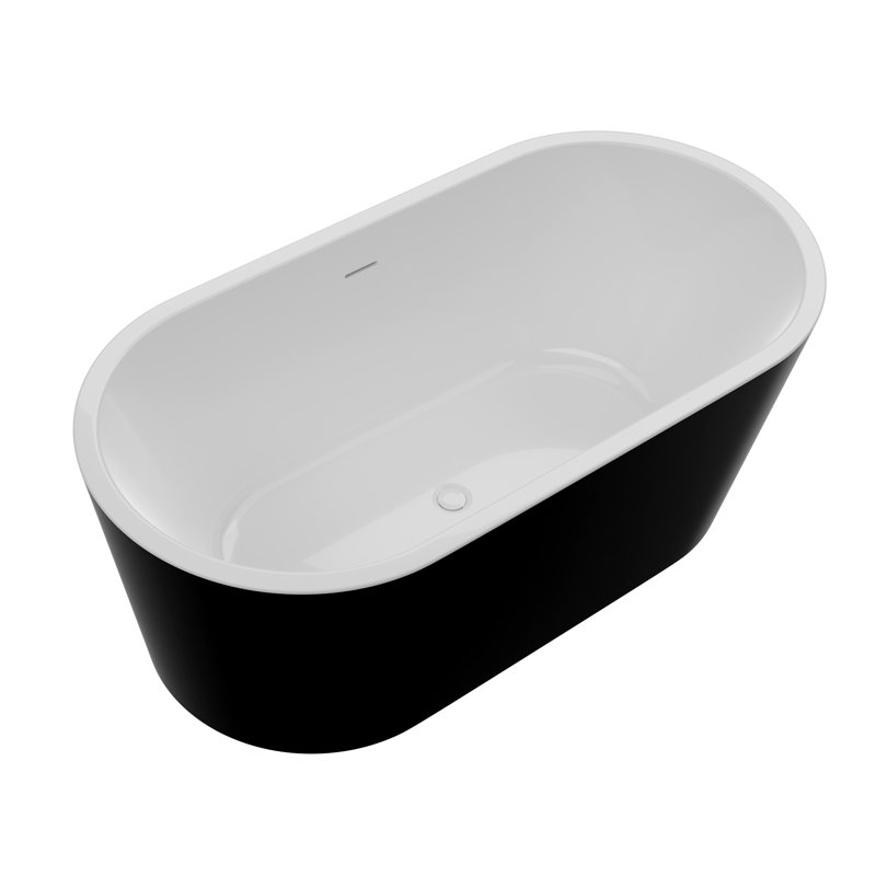 Chand Series 59" Black and White Acrylic Freestanding Bathtub