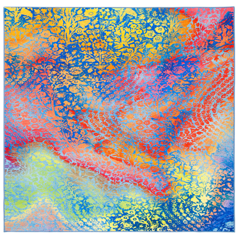 Darcy Performance Machine Washable Abstract Rug, Square 6'7"