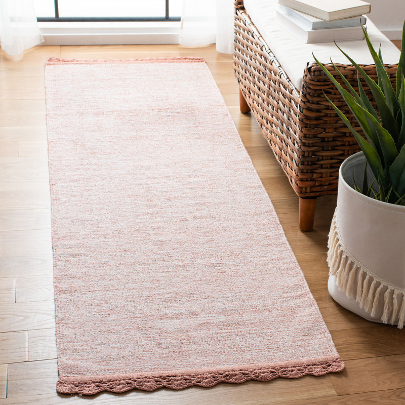 Tapis pêche en coton tissé à plat à la main Mohnton, Tapis de couloir 2 pi 3 po x 7 pi