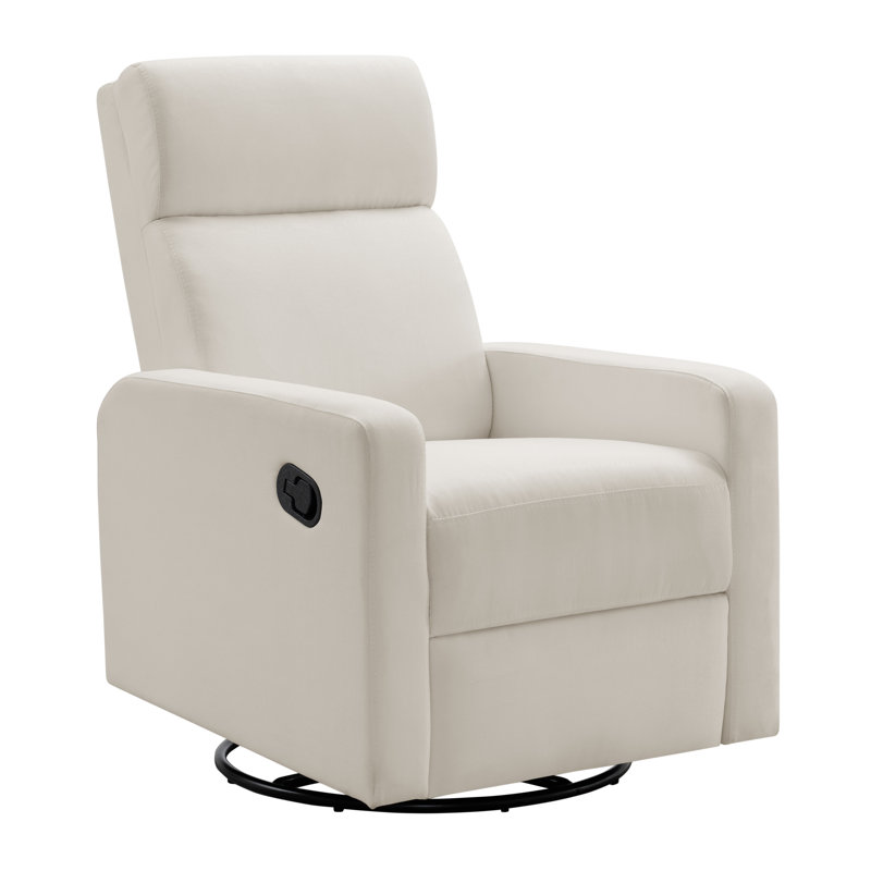 Oxford Baby Layton Upholstered Glider Recliner Rocking Chair, Green Guard Gold Certified, 360°  swivel for nursery and living room - Cream