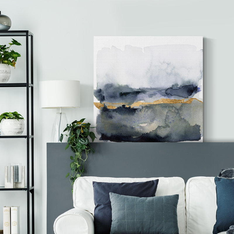 « Golden indigo II », reproduction d’art sur toile tendue, H 16 po x l 16 po x P 1 po