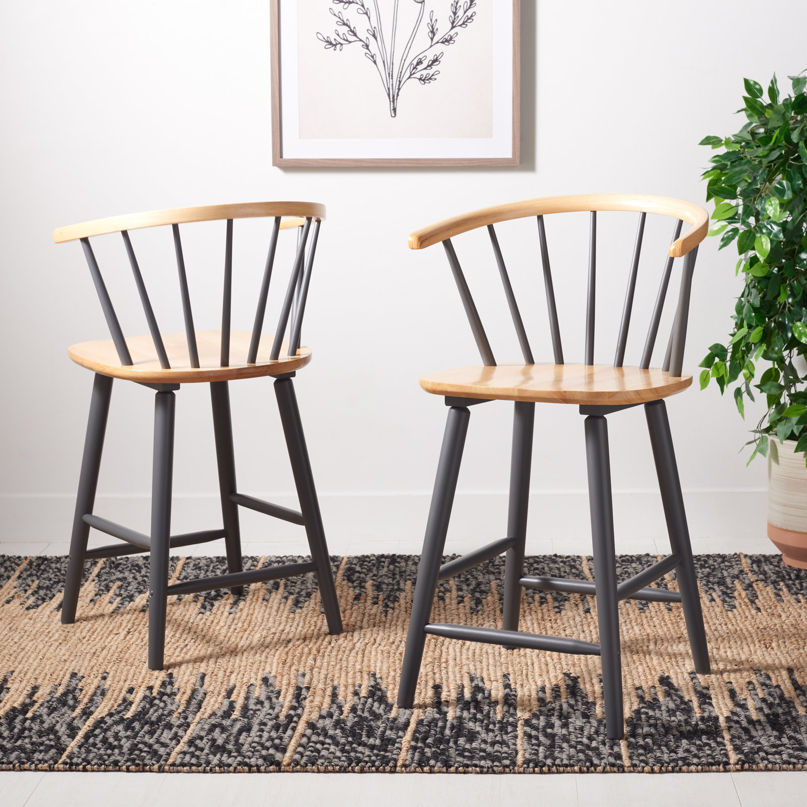 Sheffield Bar and Counter Stool, Short Stool (23" Seat Height), Natural /Gray