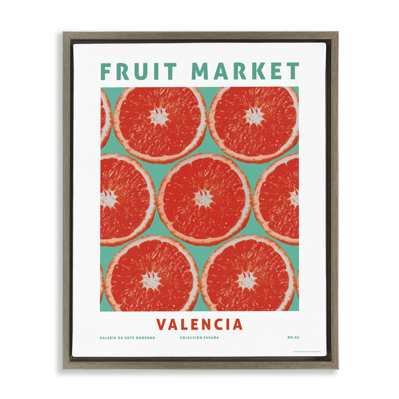 «Fruit Market», pamplemousse, encadrée par Floater, Cadre flottant orme Montalcino, H 31 po x l 25 po