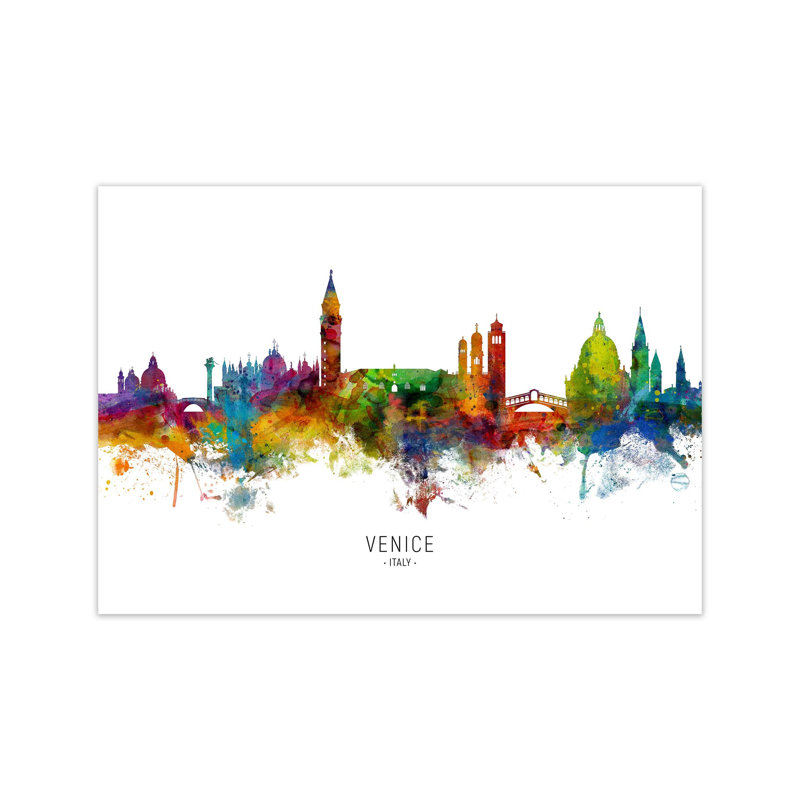 Venice Italy Skyline by Michael Tompsett - Print, 21cm H x 30cm W x 1cm D, Unframed