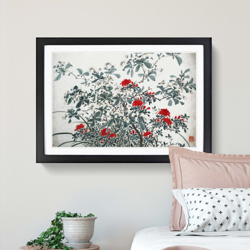 Garden Flowers Vol.6 by Chen Daofu - Framed Print, 48cm H x 65cm W x 2cm D, Black Framed